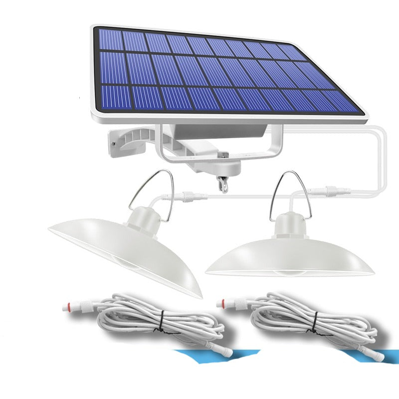 Waterproof Double Head Solar Pendant Light Outdoor Indoor Solar Lamp