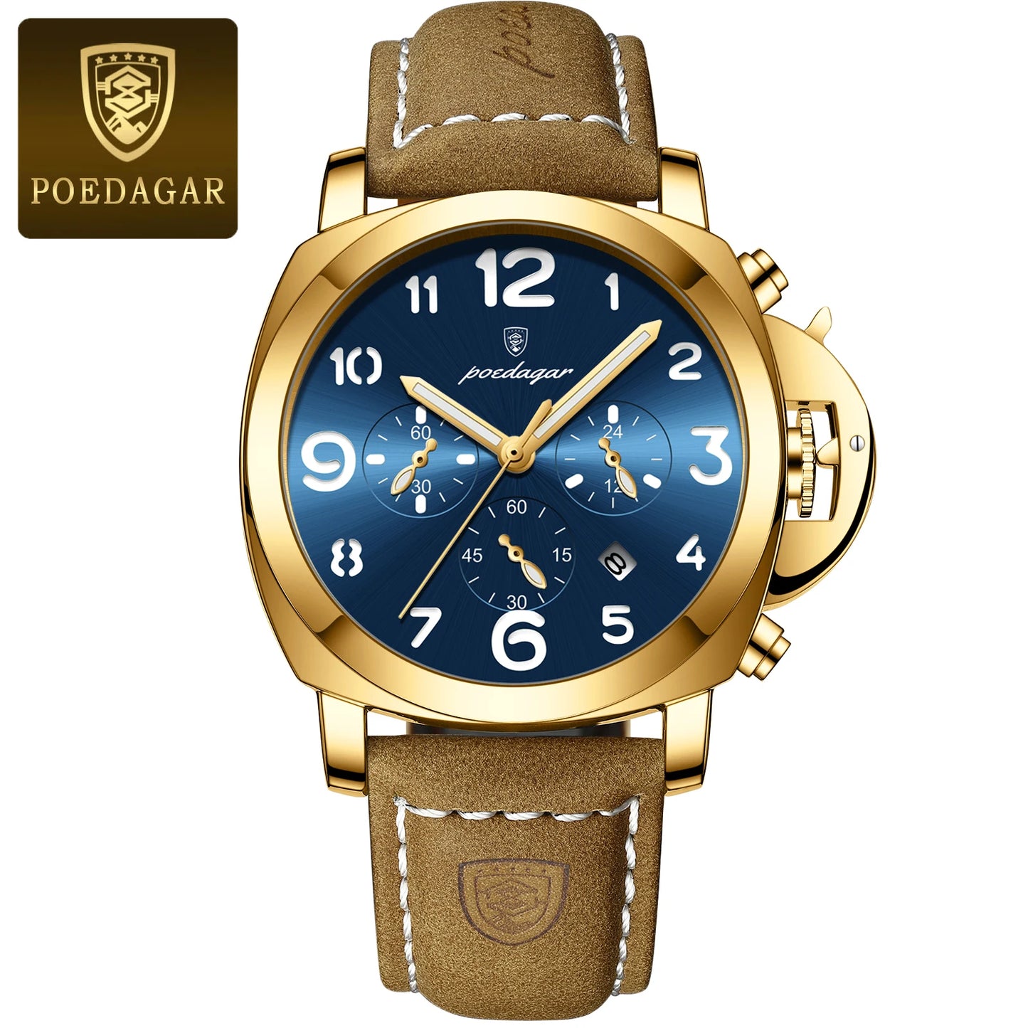 POEDAGAR Luxury Man Watch Chronograph Waterproof Luminous Date Watch for Men