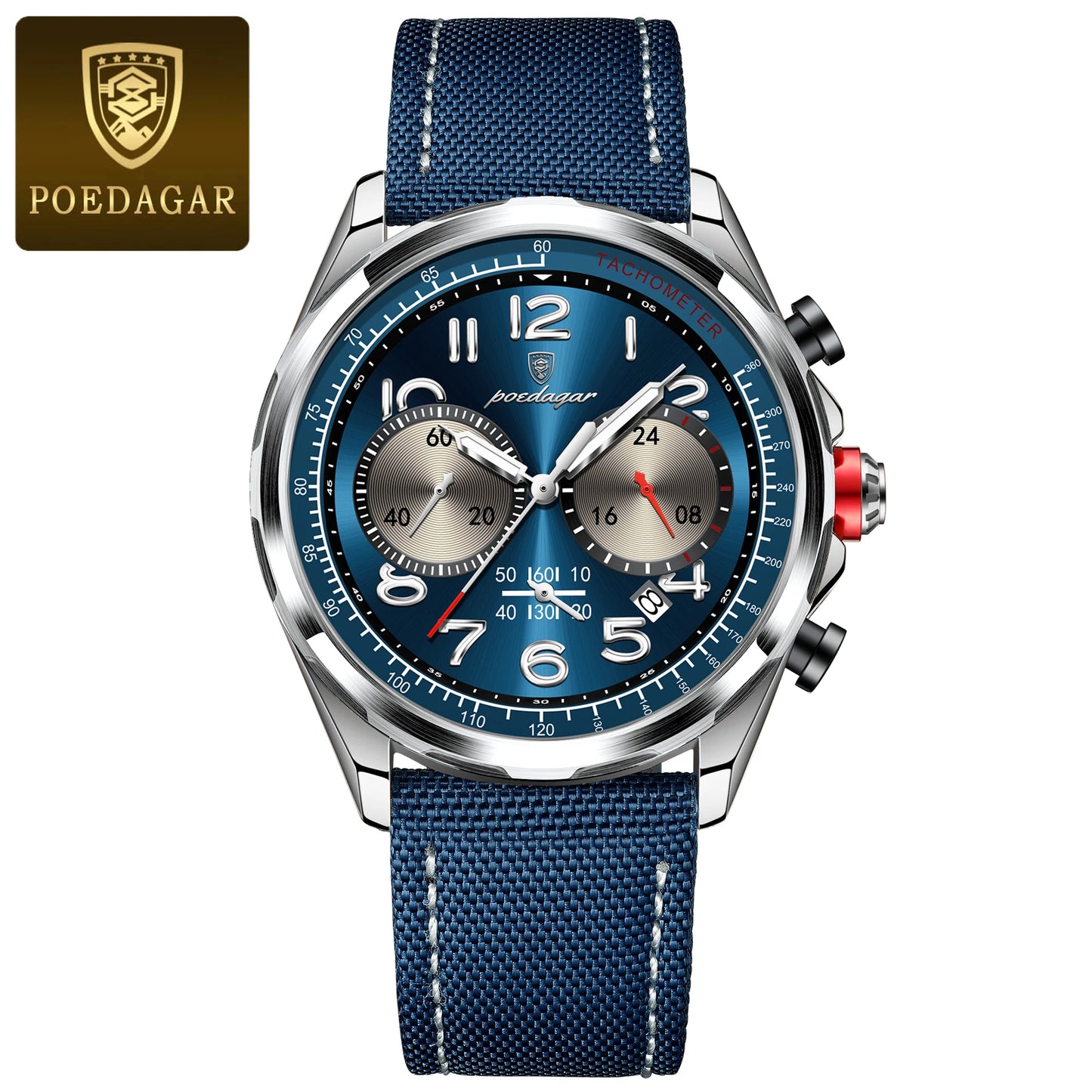 POEDAGAR Luxury Watch Men Quartz Nylon Leather Strap Man Wristwatch
