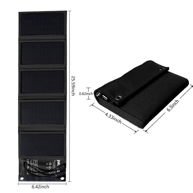 Solar panel 5V 2USB Portable Foldable Waterproof For cell phone power bank