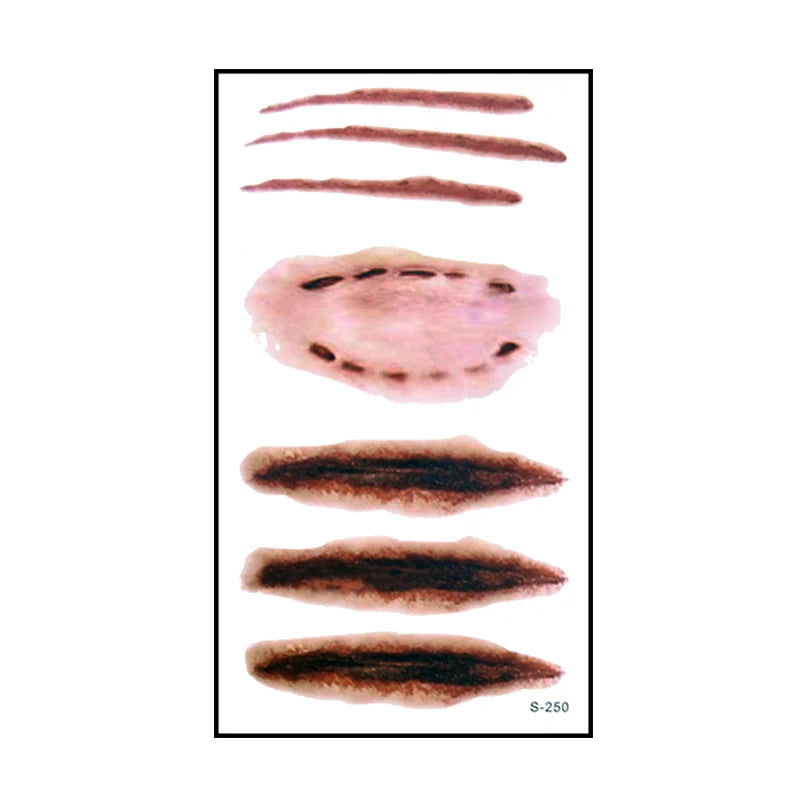 6pcs Halloween Bloody Wound Tattoo Stickers Trick Scary Waterproof Temporary Tattoo