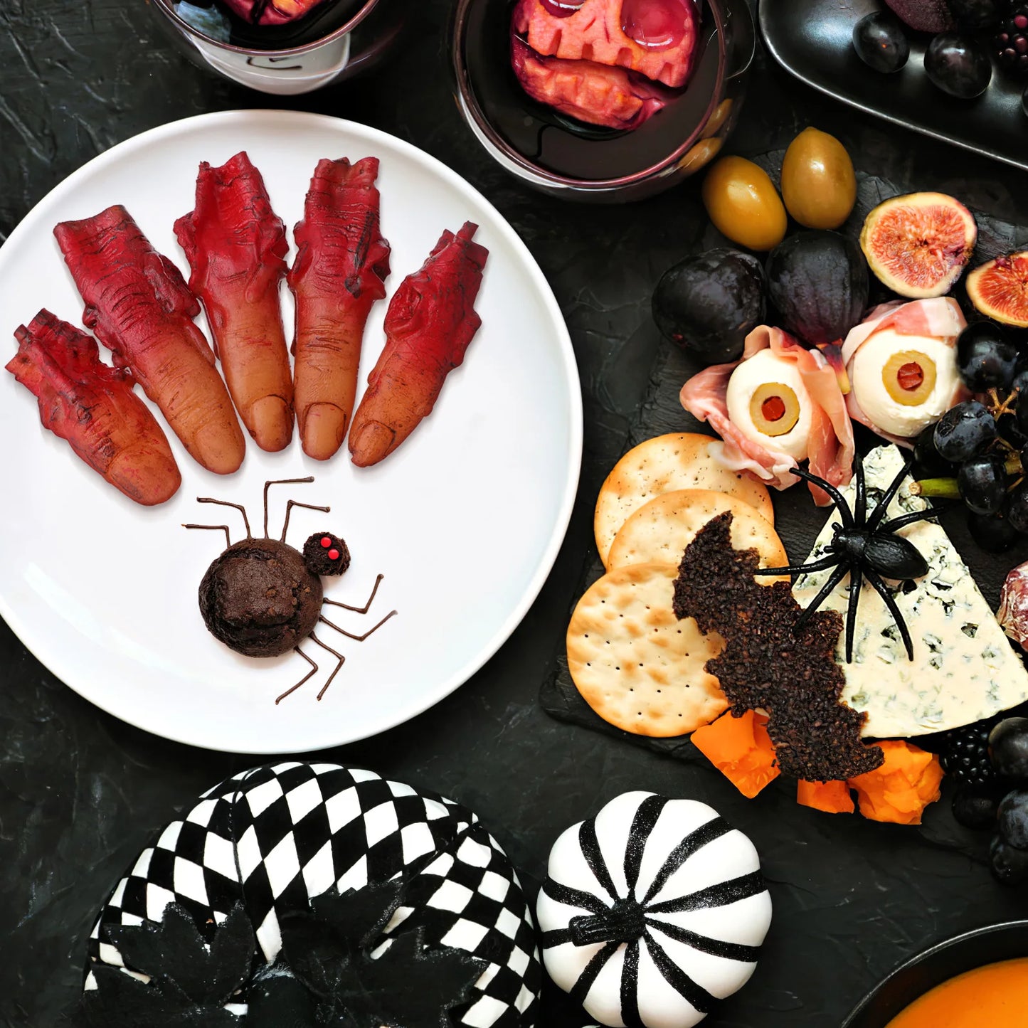 10pcs Halloween Bloody Fingers Articulated Dark Red Fake Fingers Party Prank Props