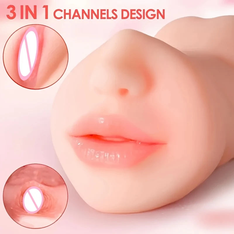 3 In 1 Sex Doll Toys Deep Throat Artificial Real Pussy Oral Male Masturbator Blowjob