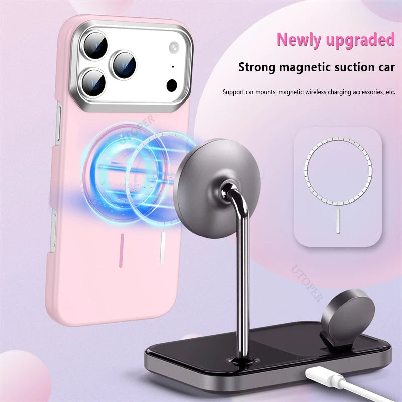 New Fashion Simple Frosted Case for iPhone 17 16 15 14 13 12 11 Pro Max Plus Ultra-thin Anti-fall Damping Magsafe Magnetic Cover