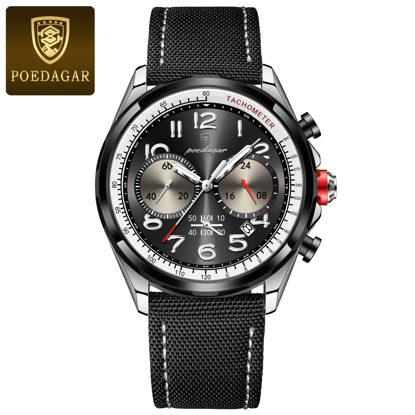 POEDAGAR Luxury Watch Men Quartz Nylon Leather Strap Man Wristwatch