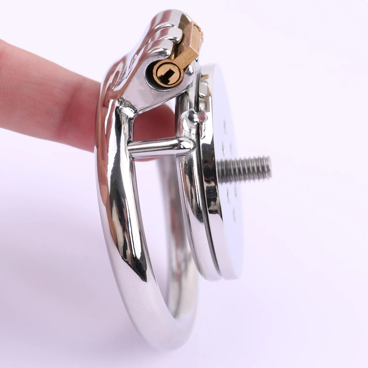 Flathead Flat Chastity Cage with 7.8 Inch Big Dildo Attachment for Men Adult
