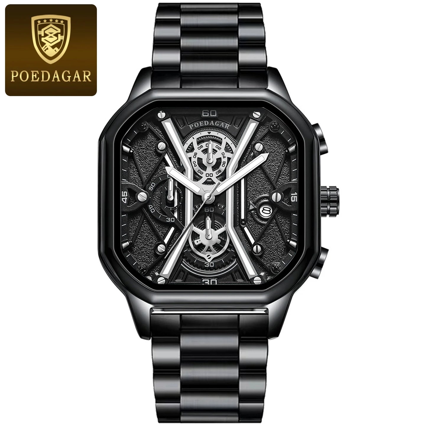 POEDAGAR Fashion Men Wristwatches Luxury Luminous Waterproof Man Watch