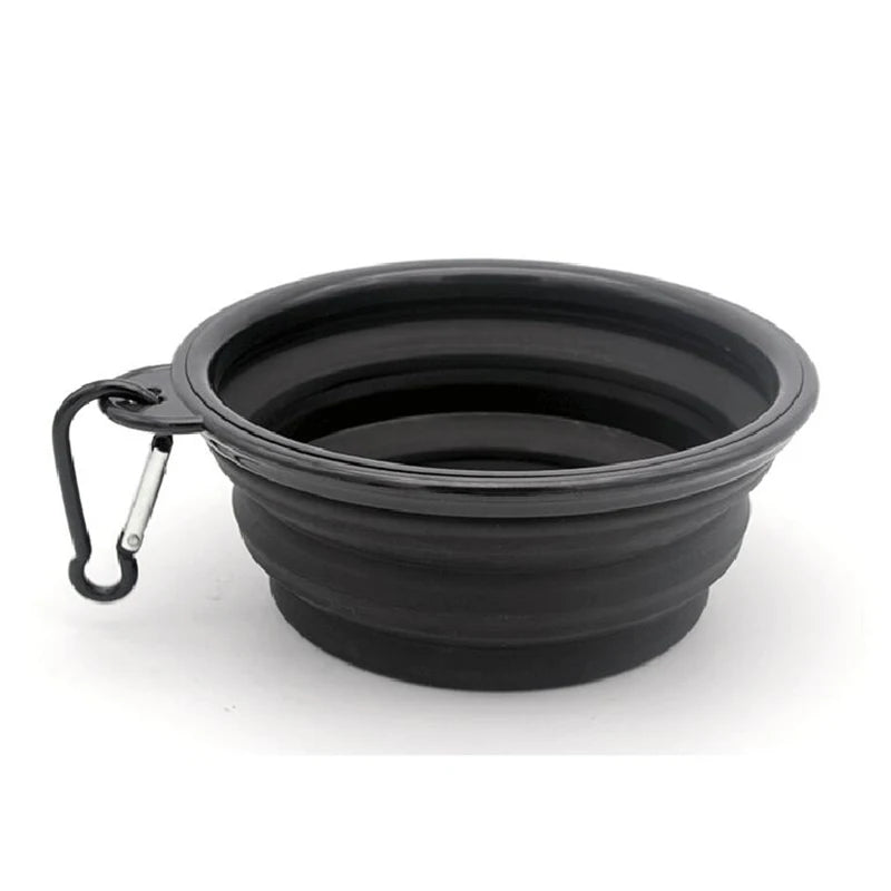 Folding Portable Dog Cat Feeder Bowl 2 In 1 Pet Dispenser Food Water Container