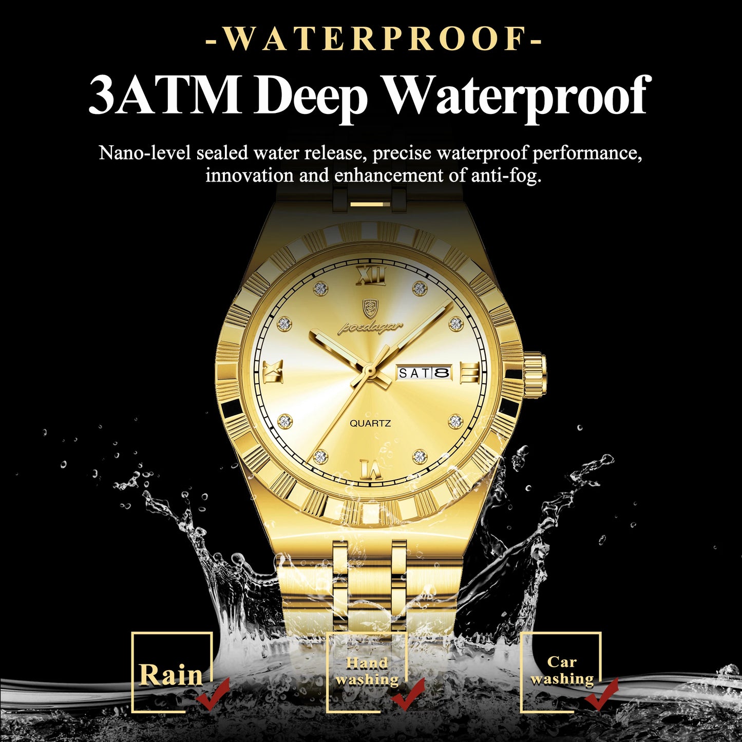 Original Luxury Man Wristwatch Waterproof Luminous Week Date Men's Watch