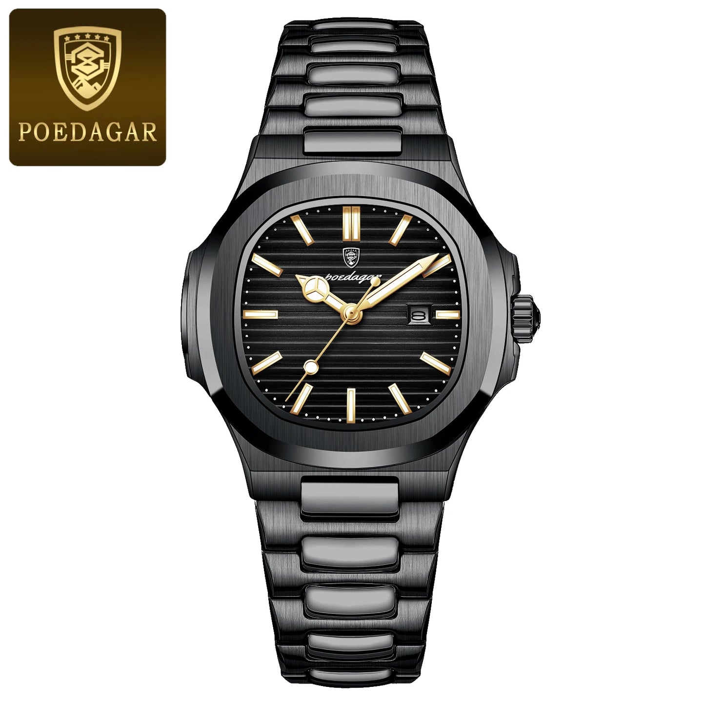 POEDAGAR Luxury Square Watch for Woman Waterproof Luminous Date Ladies Watch