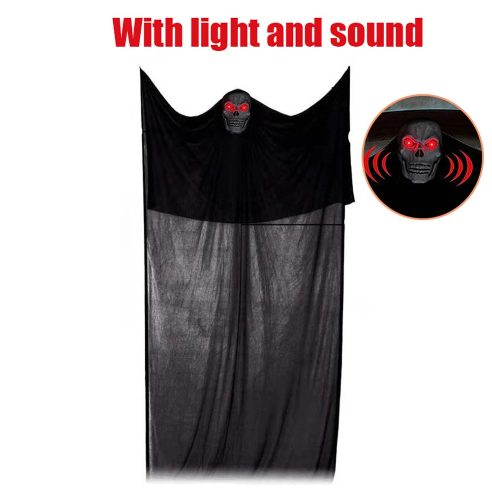 Haunted House Decoration With LED Sound Halloween Hanging Skull Ghost