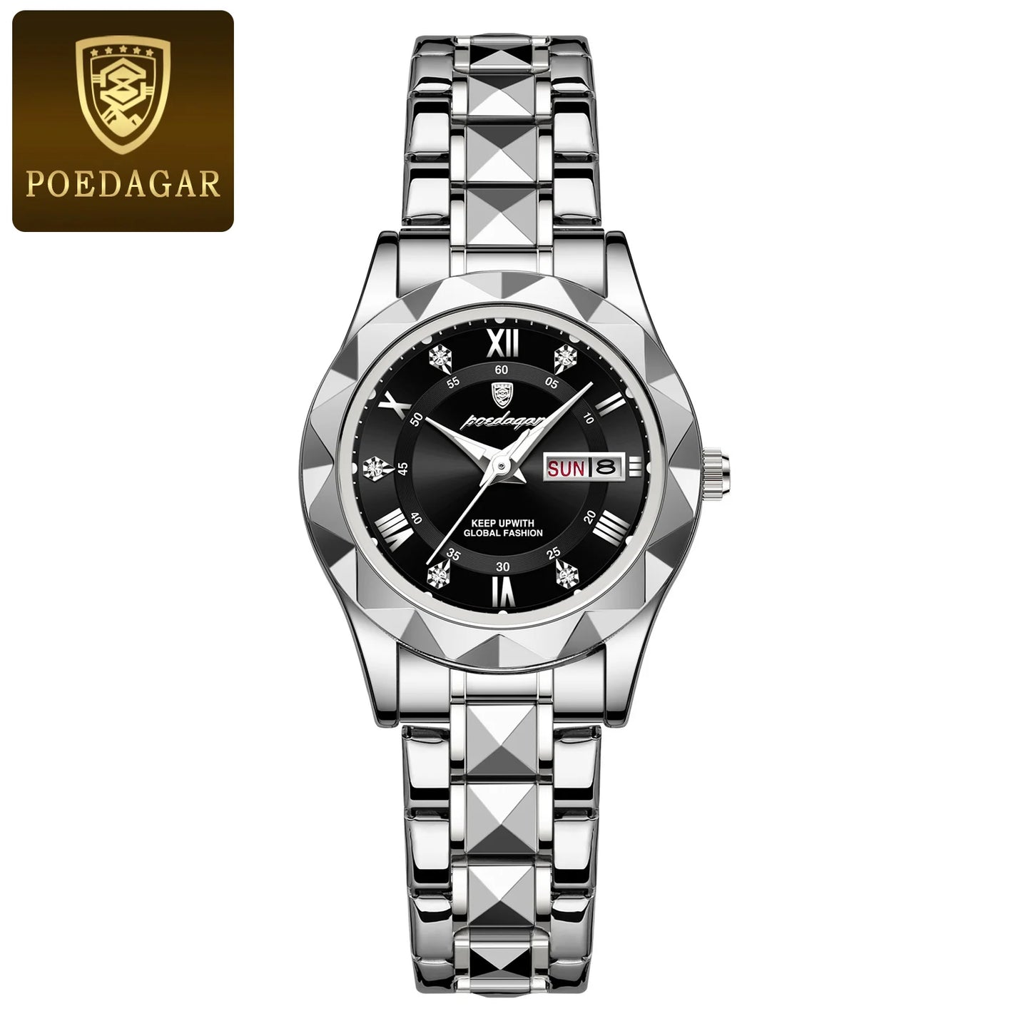 POEDAGAR Luxury Ladies Watch Luminous Waterproof Woman Wristwatch
