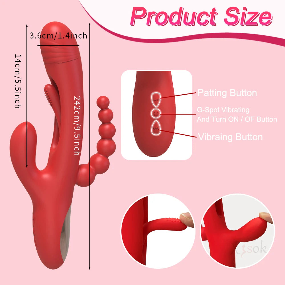 3 in 1 Tapping Flapping Vibrator for Women Clitoris Clit Sucker Stimulator Sex Toy