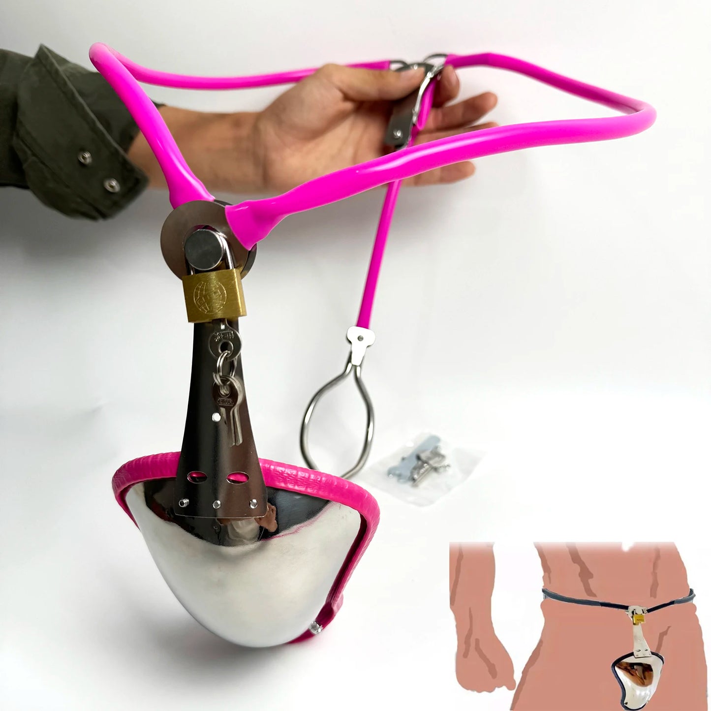 Stainless Steel Male Chastity Belt Device With Butt Open Invisible Cage BDSM