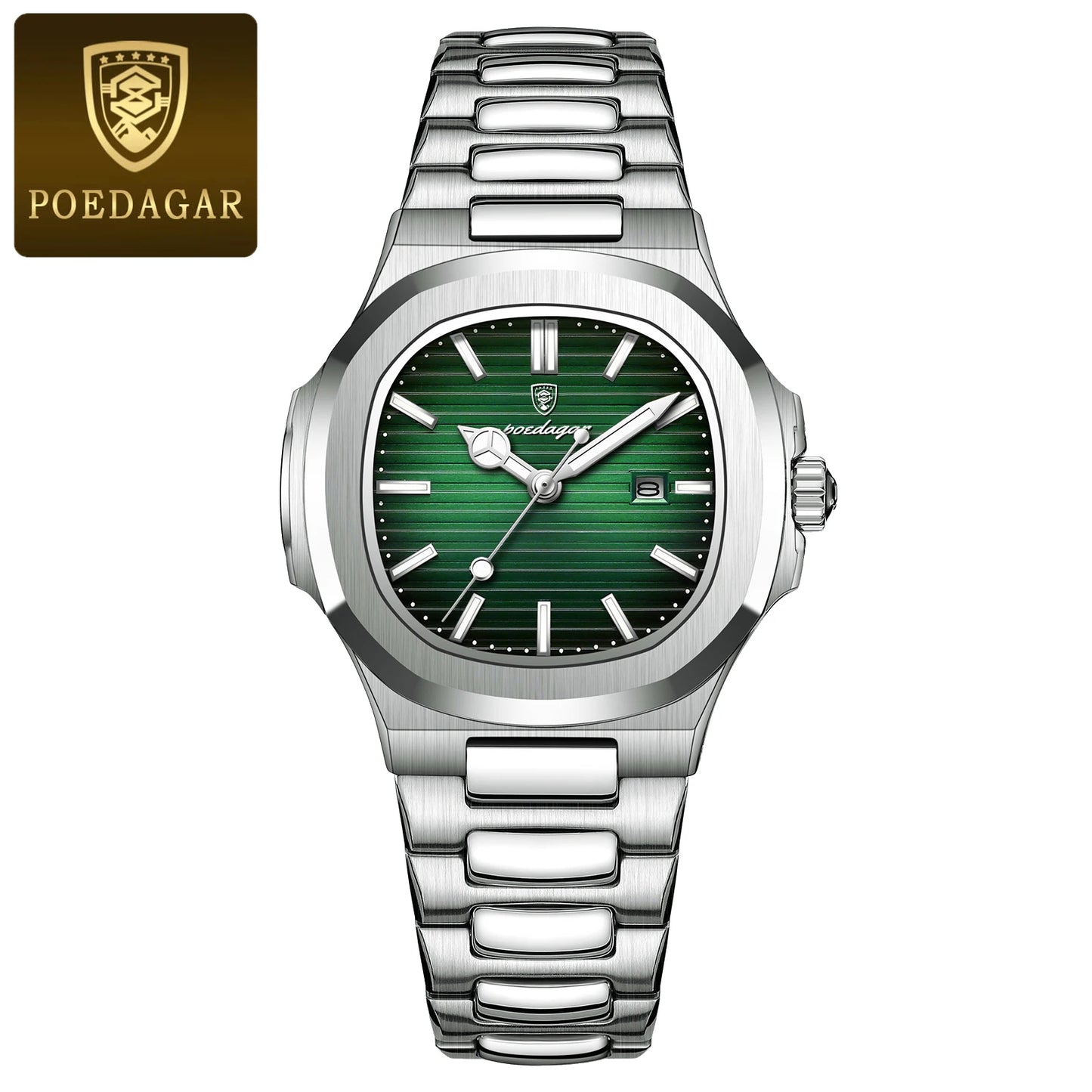 POEDAGAR Luxury Square Watch for Woman Waterproof Luminous Date Ladies Watch