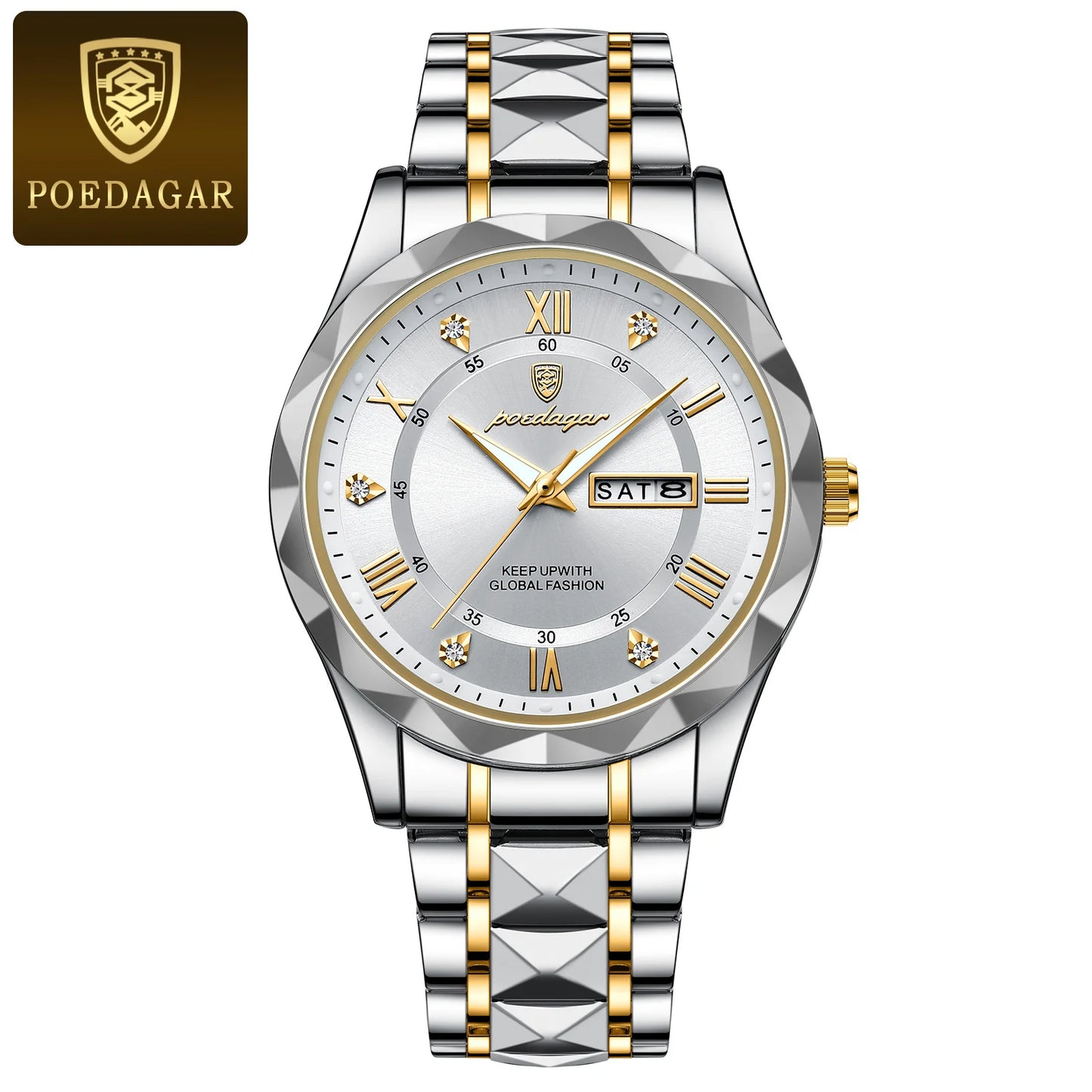 POEDAGAR Business Luxury Waterproof Stainless Steel Luminous Man Wrist watch
