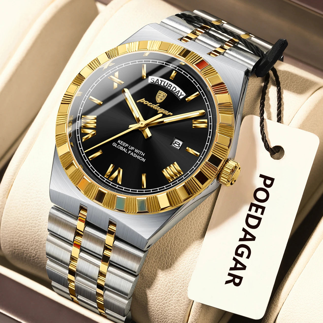 Luxury Fashion Men's Wristwatch Week Date Waterproof Luminous Man Watch