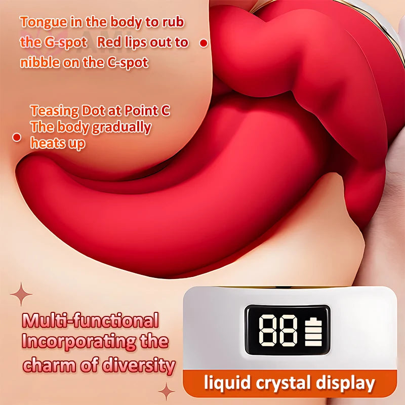 4 in 1 Tongue Licking Anal Clit Nipple Gspot Dildo Vibrators Big Mouth Sucking Vibrator