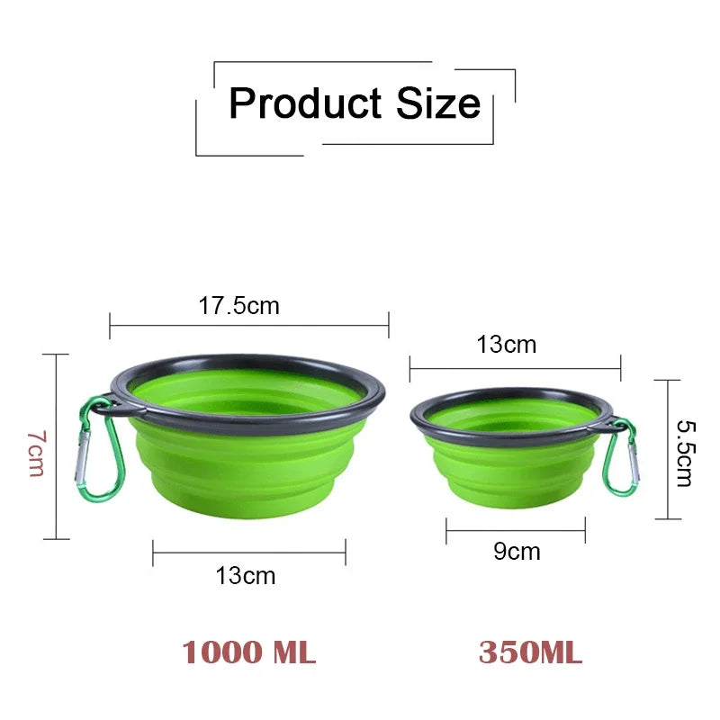Folding Portable Dog Cat Feeder Bowl 2 In 1 Pet Dispenser Food Water Container