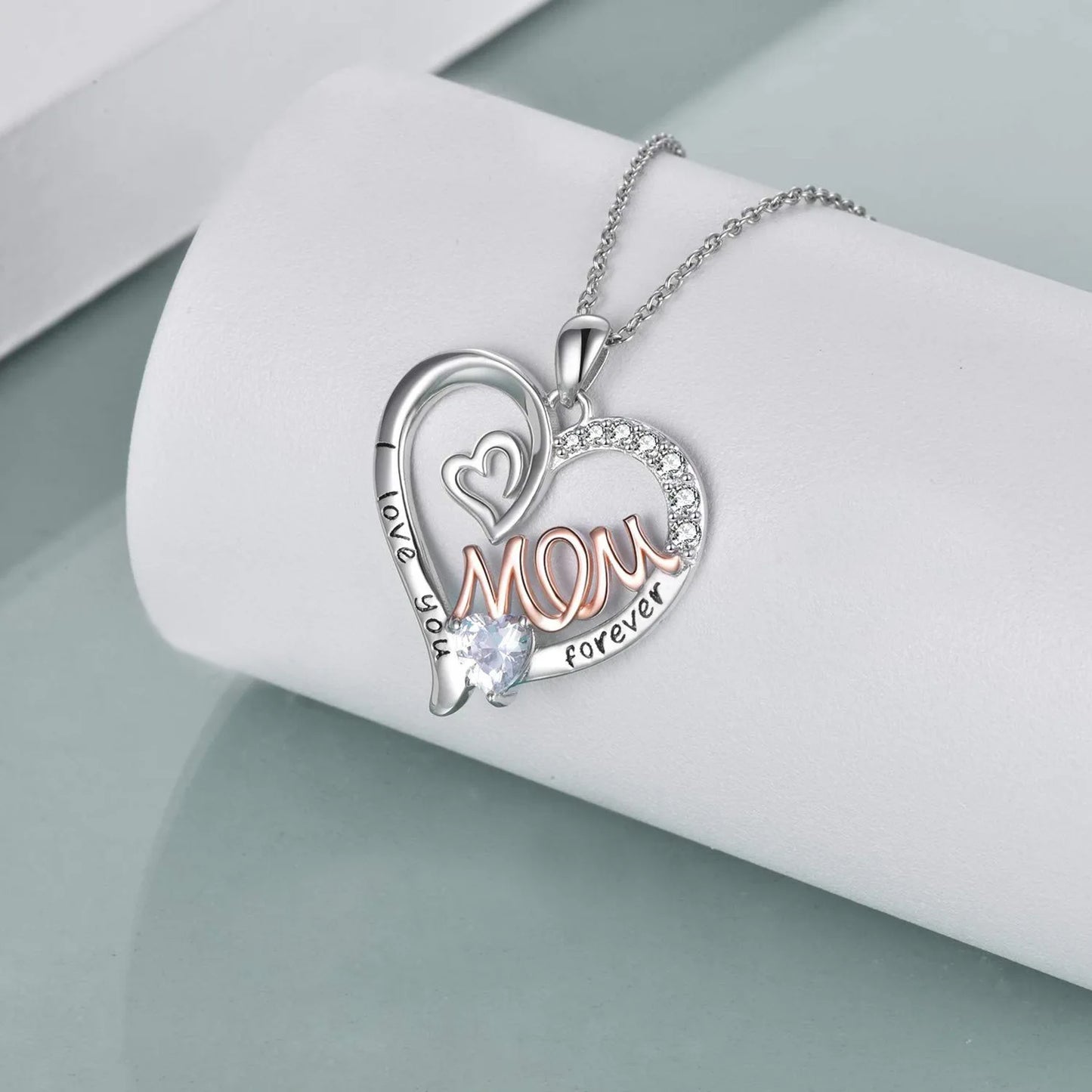 Luxury Designer Jewelry Heart Mom Double Love Mother Necklace