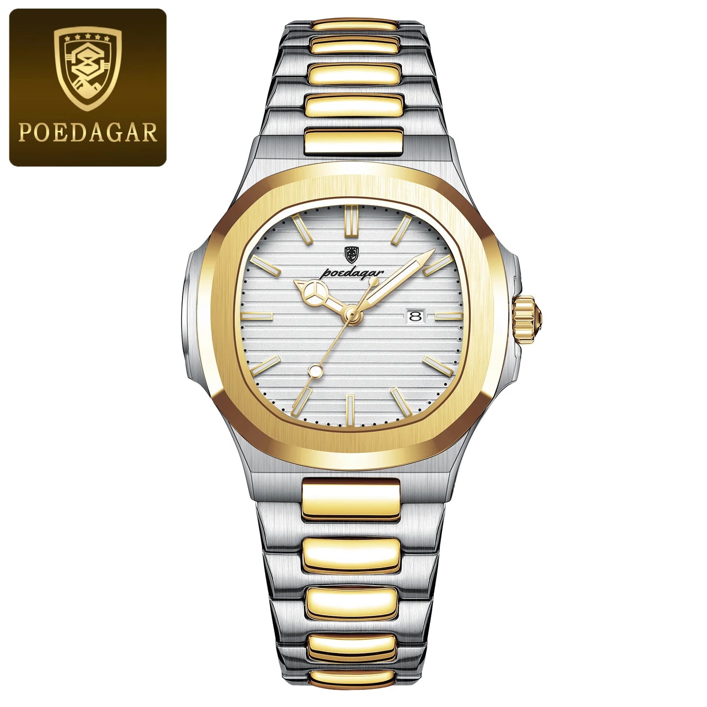 POEDAGAR Luxury Square Watch for Woman Waterproof Luminous Date Ladies Watch