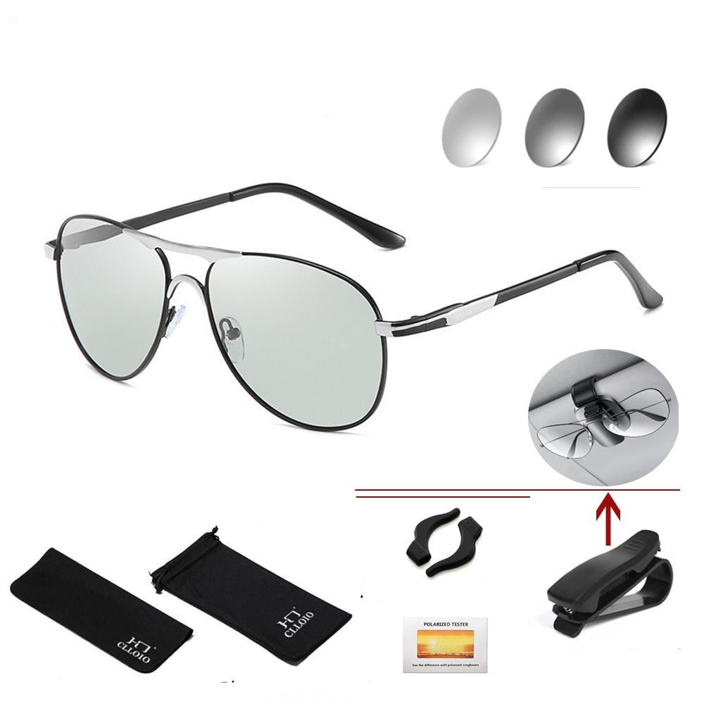 Photochromic Sunglasses Polarized Pilot Vintage Sun Glasses Eyewear