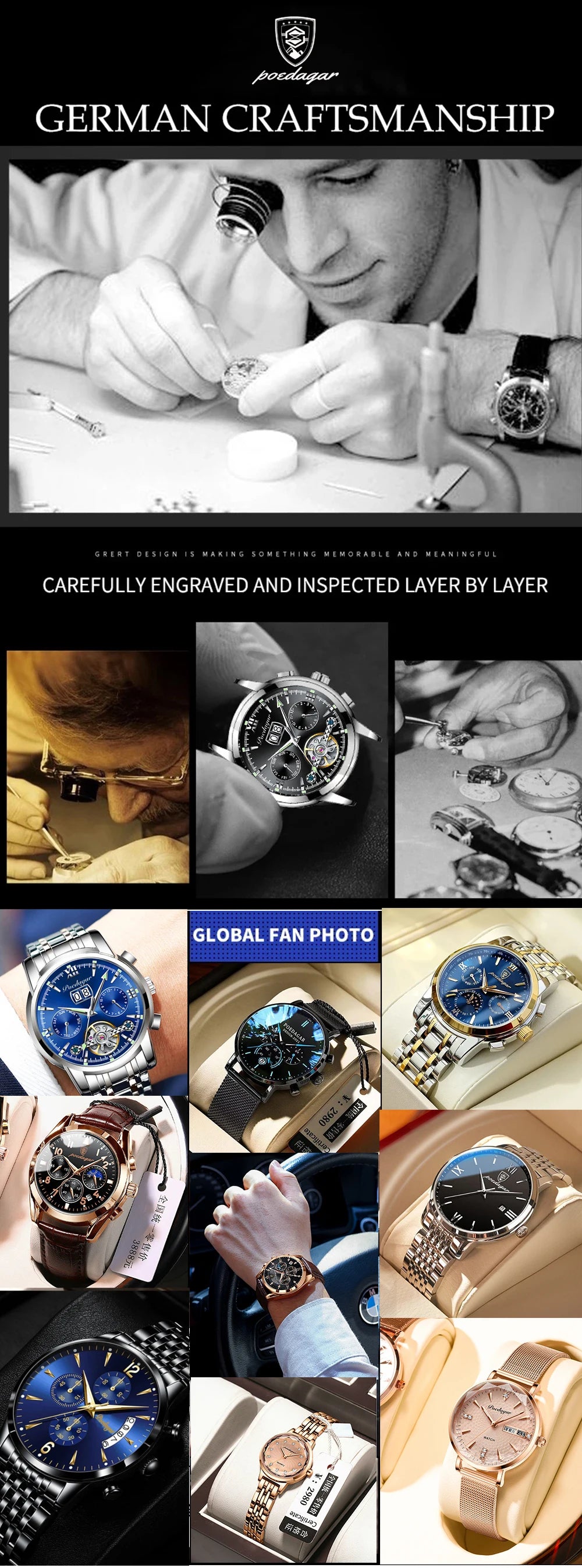 POEDAGAR Luxury Fashion Elegant Ladies Watch Waterproof Watch for Woman