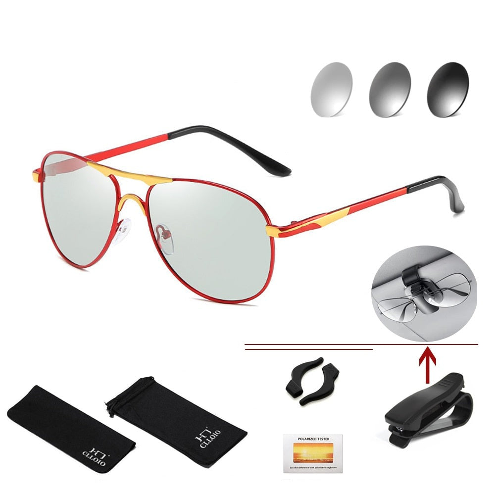 Photochromic Sunglasses Polarized Pilot Vintage Sun Glasses Eyewear