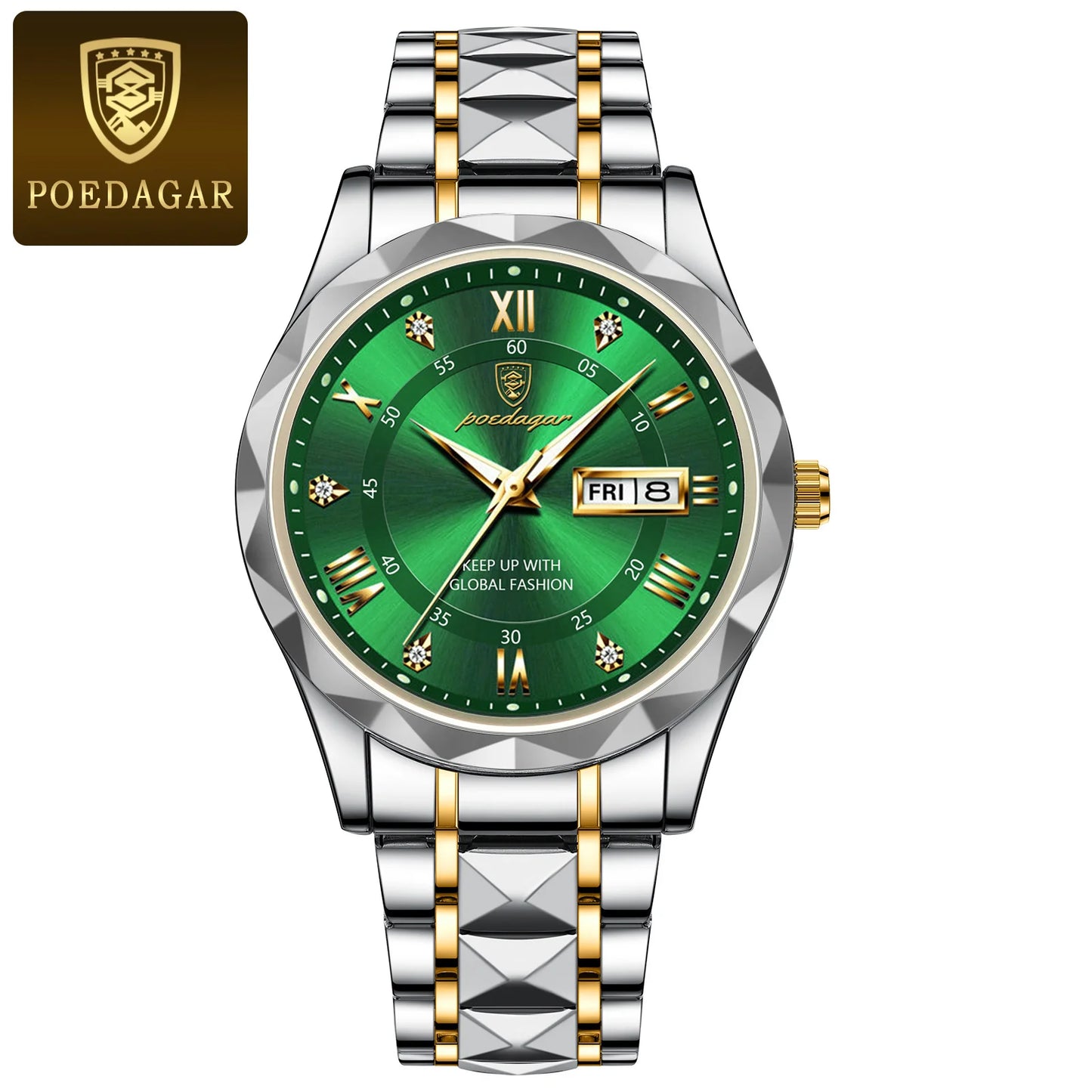 POEDAGAR Business Luxury Waterproof Stainless Steel Luminous Man Wrist watch