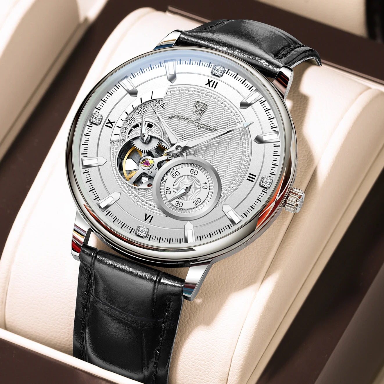 POEDAGAR Sports Luxury Men Clock Waterproof Luminous leather Man Watch