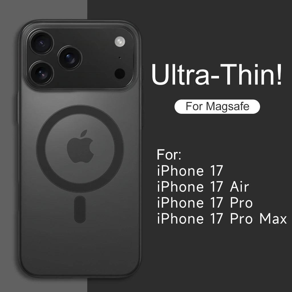 Luxury Matte Ultra Thin Clear For Magsafe iPhone 17 Air 16E 15 14 Plus