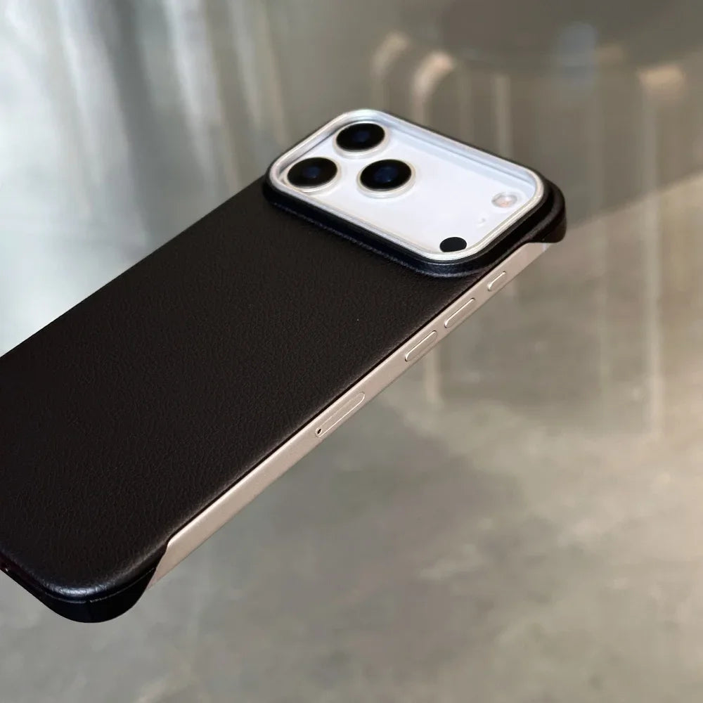 Fashion Matte Frameless Leather Case for iPhone 17 16 15 14 Pro Max Air