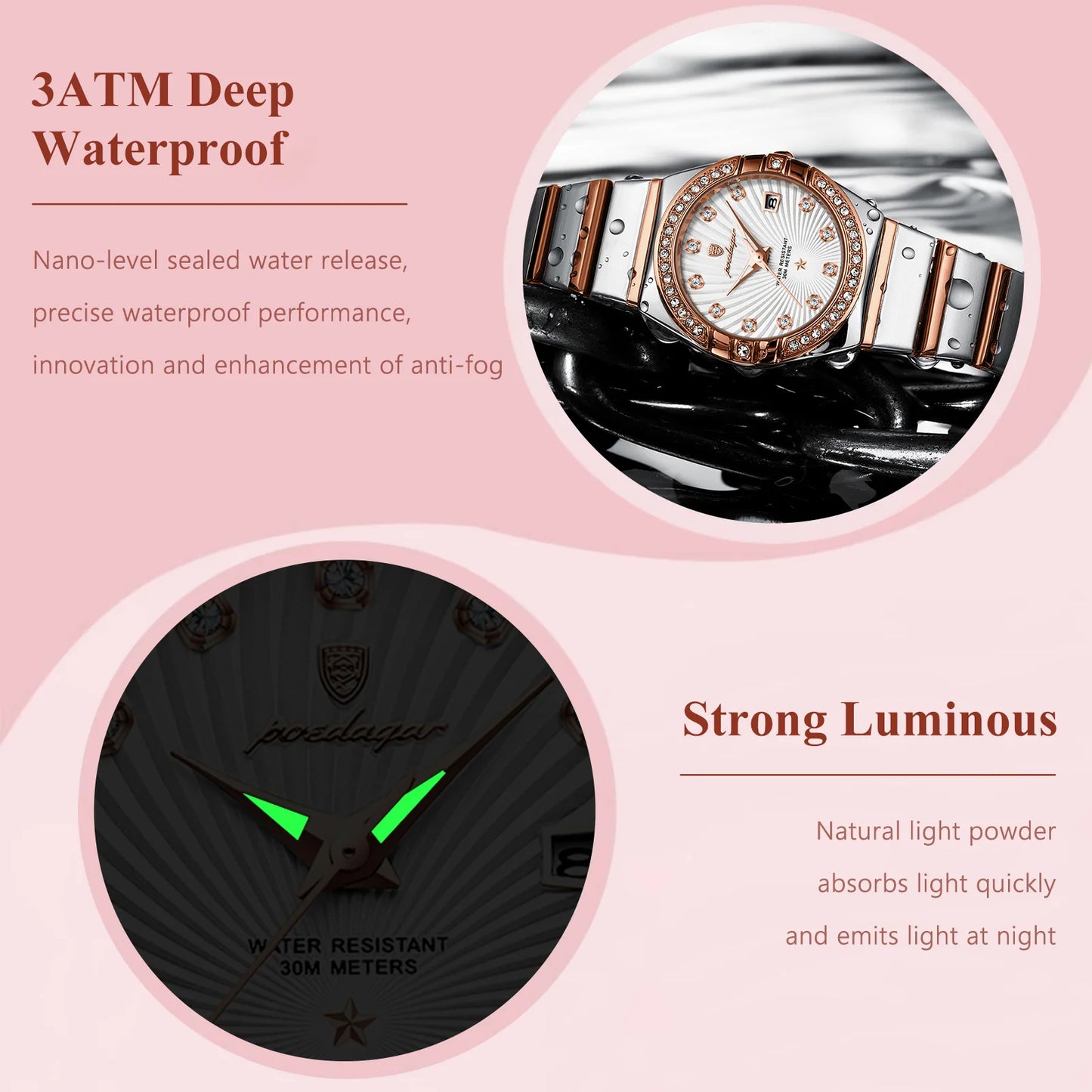 POEDAGAR Luxury Woman Wristwatch Waterproof Watch For Ladies