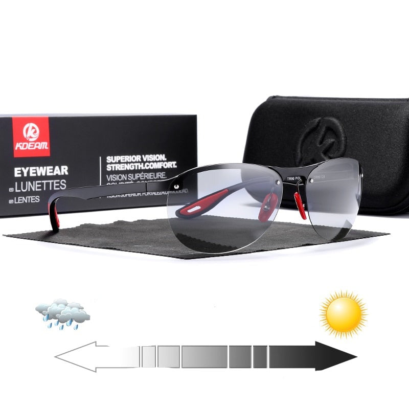 Rimless Oval Polarized TAC Polarization Lenses Men Sunglasses