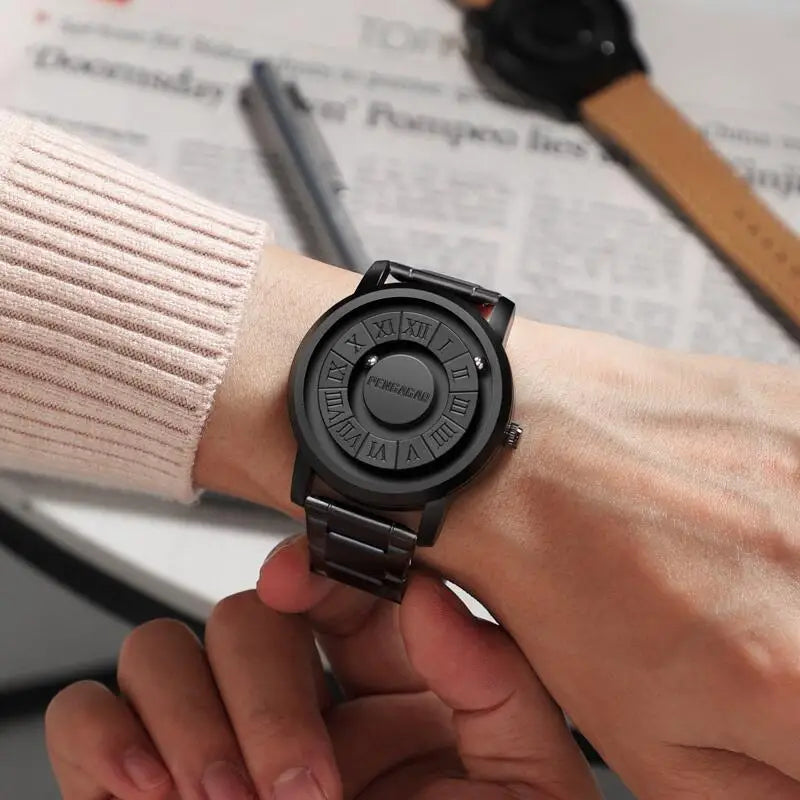 Luxury Watch Men Creative Scrolling Pointer Magnetic Force Sport Watch