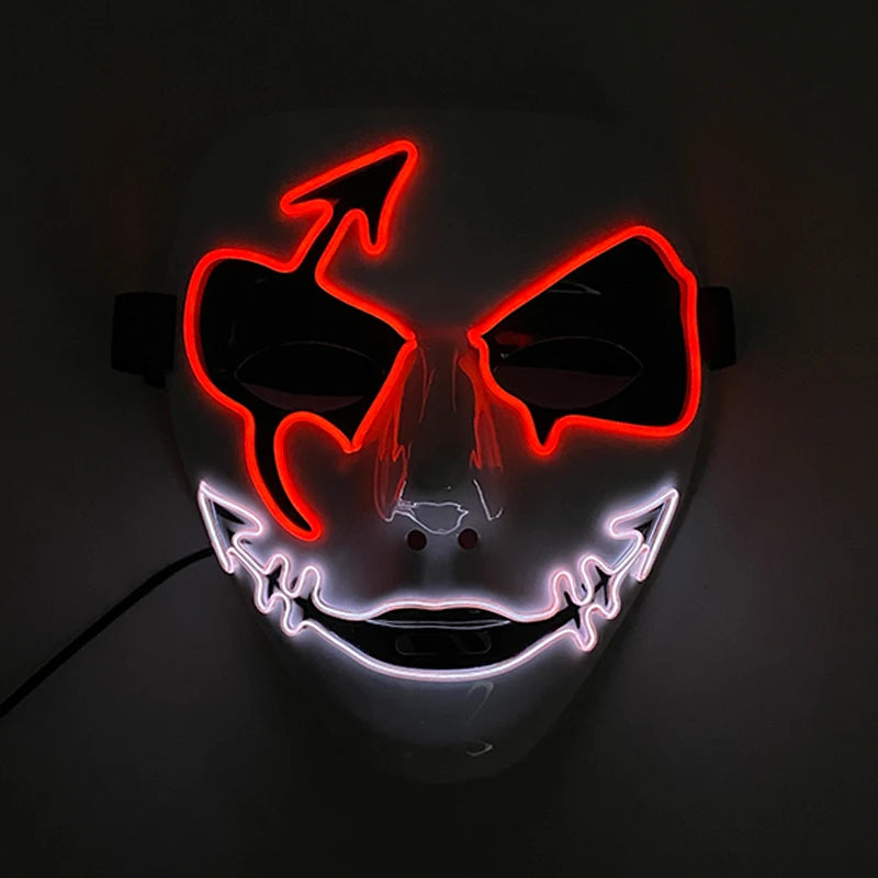 Neon Light LED Mask LED Halloween Scary Mask Cosplay Party Masque Masquerade