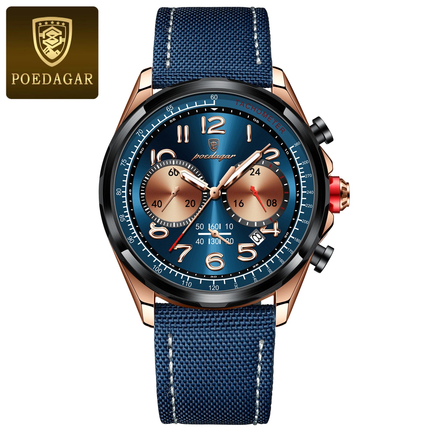 POEDAGAR Luxury Watch Men Quartz Nylon Leather Strap Man Wristwatch