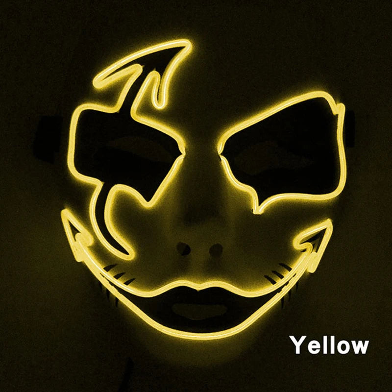 Neon Light LED Mask LED Halloween Scary Mask Cosplay Party Masque Masquerade