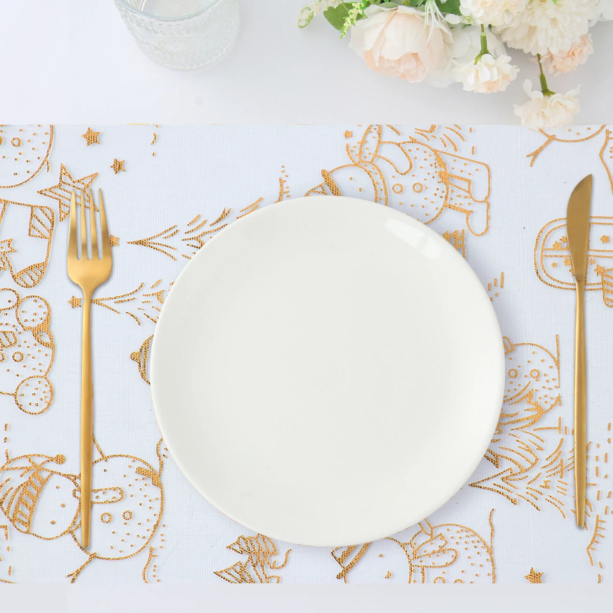 Christmas Golden Table Runner Decors for Home Table Runner Xmas Ornaments