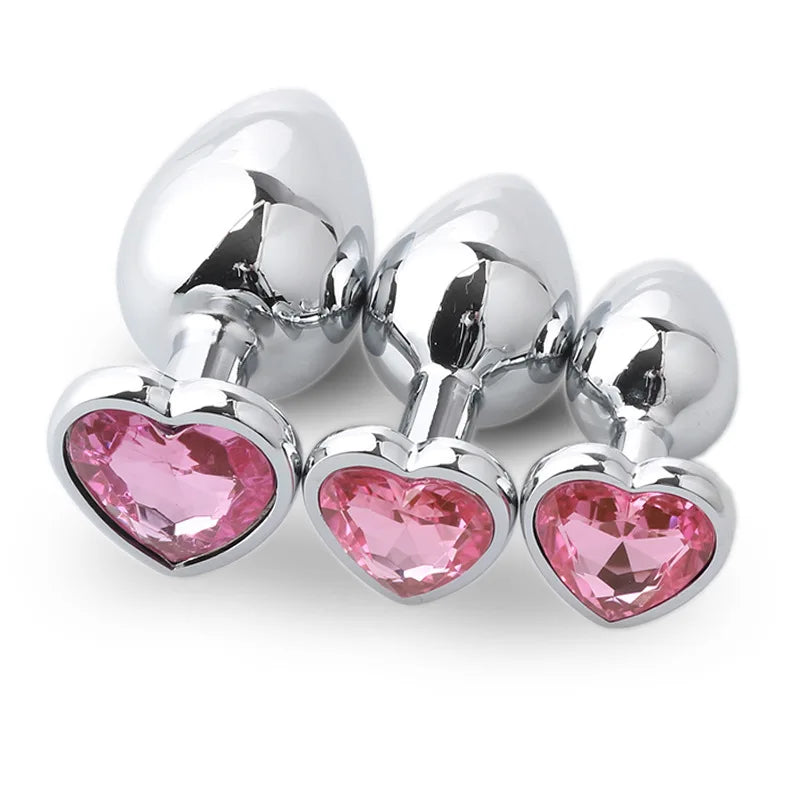 Three sizes Heart-shaped anal plug Stainless steel crystal anal plug Anal sex toy