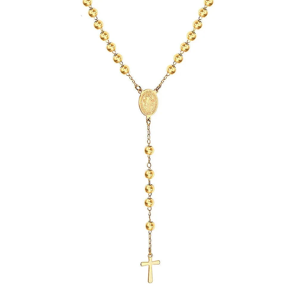 Christian Catholic Stainless Steel Saint Benedict Cross Pendant Necklace