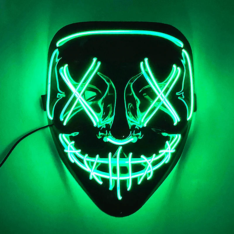 Neon Light LED Mask LED Halloween Scary Mask Cosplay Party Masque Masquerade