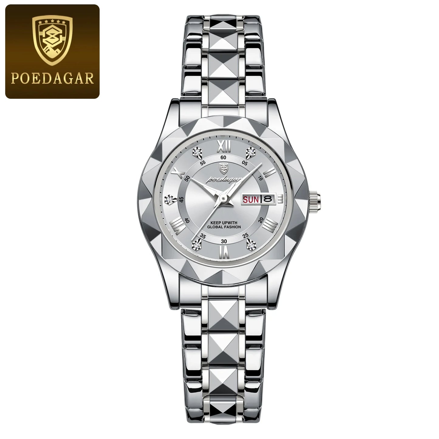 POEDAGAR Luxury Ladies Watch Luminous Waterproof Woman Wristwatch