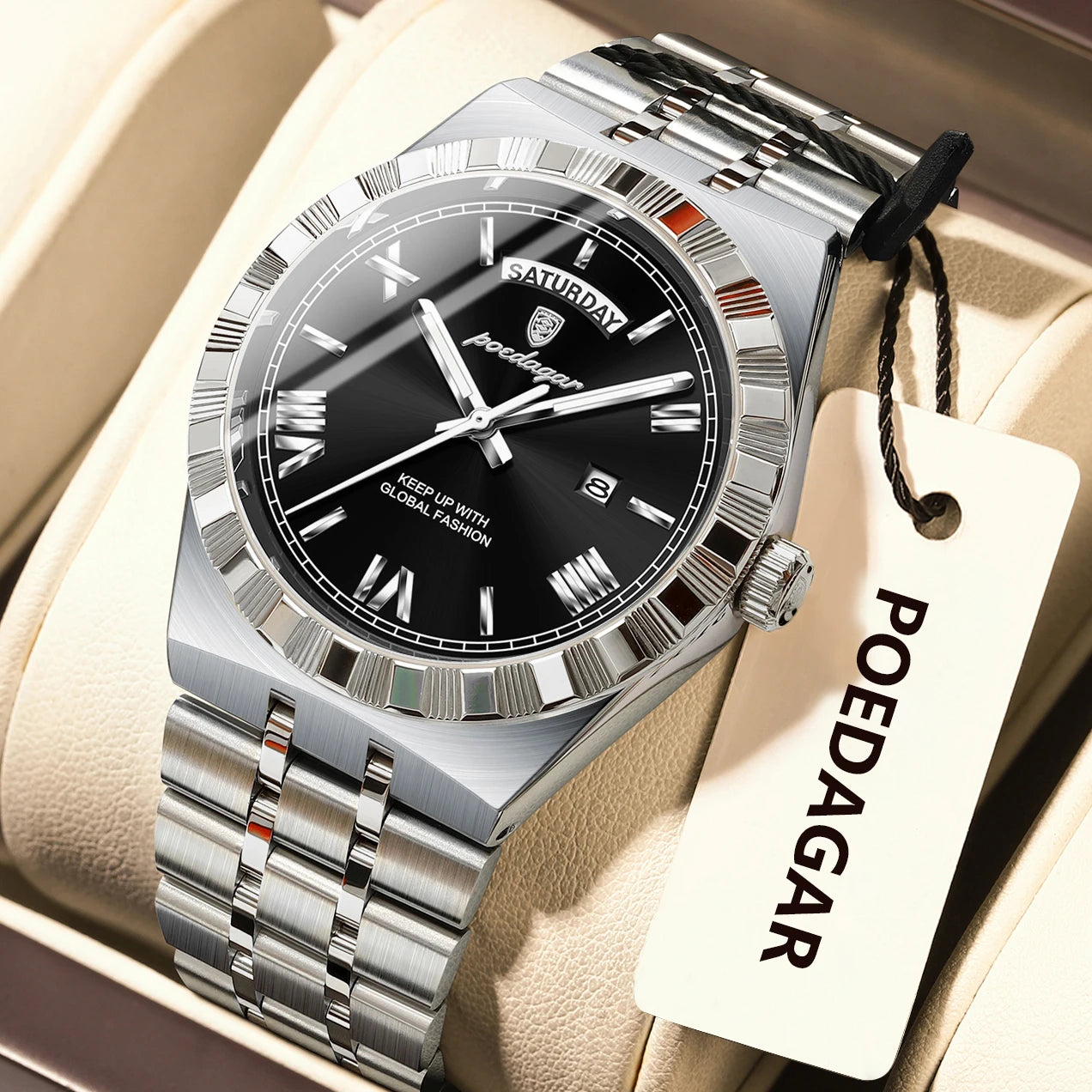 Luxury Fashion Men's Wristwatch Week Date Waterproof Luminous Man Watch