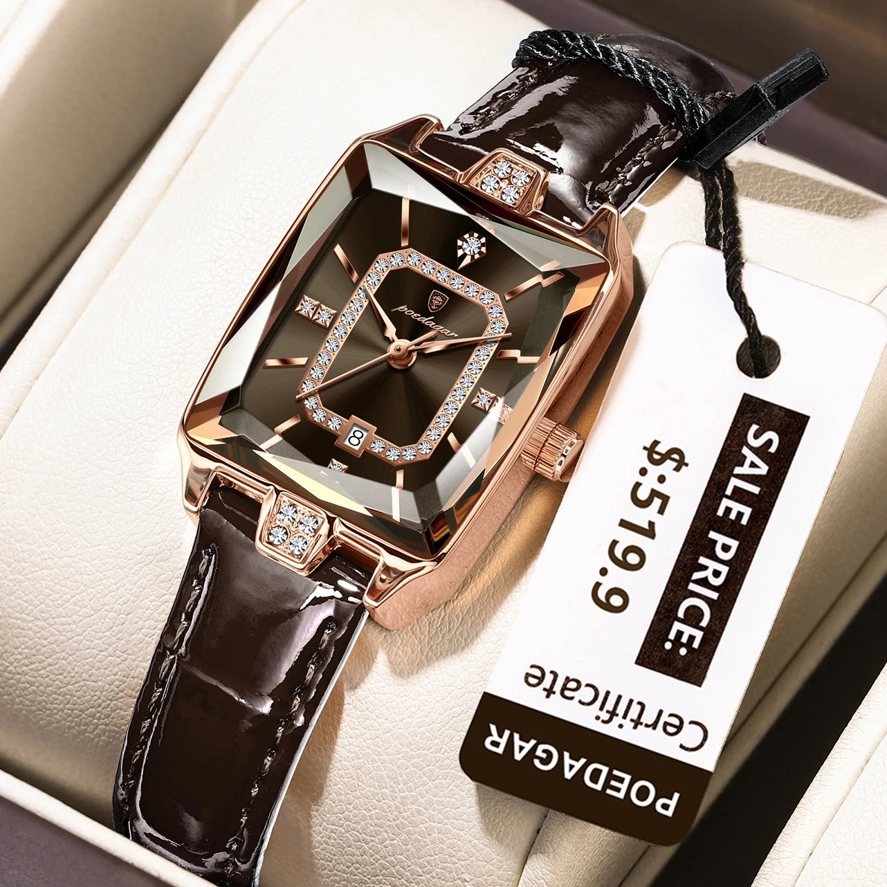 POEDAGAR Luxury High Quality Women Wristwatch Waterproof Date Rectangle Watch