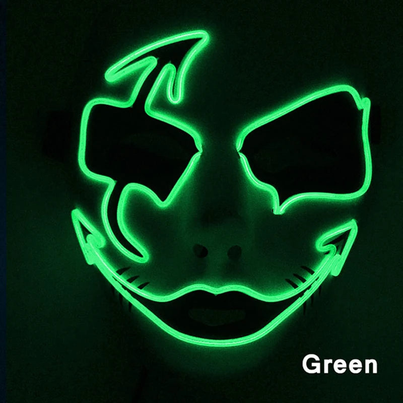 Neon Light LED Mask LED Halloween Scary Mask Cosplay Party Masque Masquerade