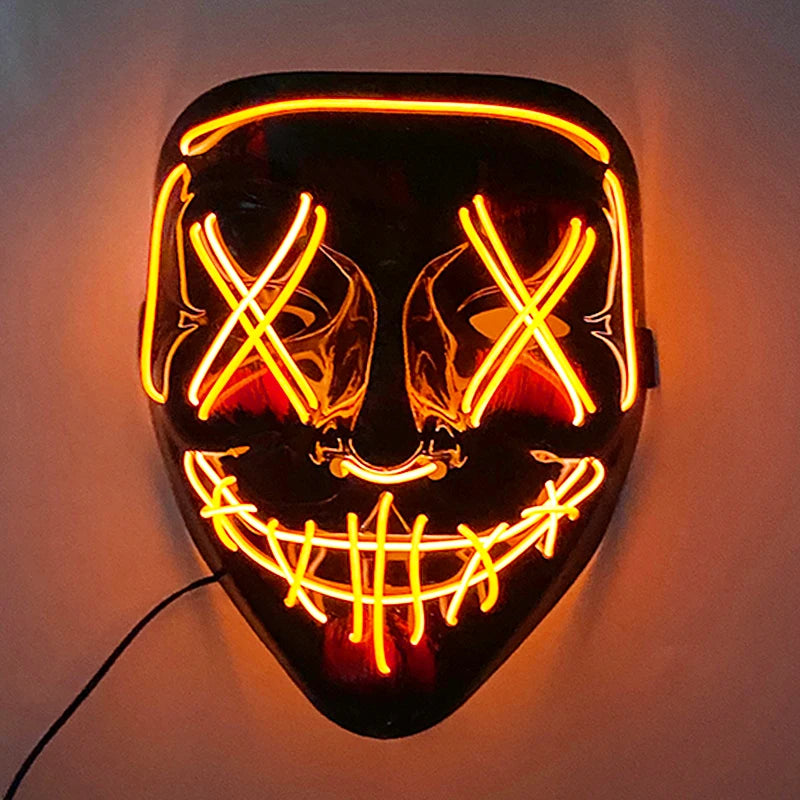 Neon Light LED Mask LED Halloween Scary Mask Cosplay Party Masque Masquerade