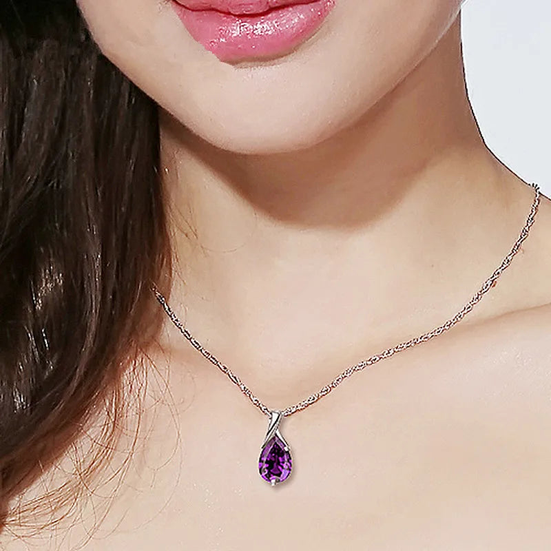 925 Sterling Silver Stone Pendant Chain Sweet Necklace for Woman Chain