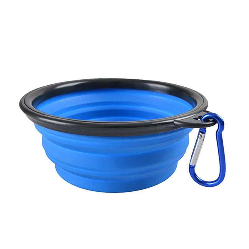 Folding Portable Dog Cat Feeder Bowl 2 In 1 Pet Dispenser Food Water Container