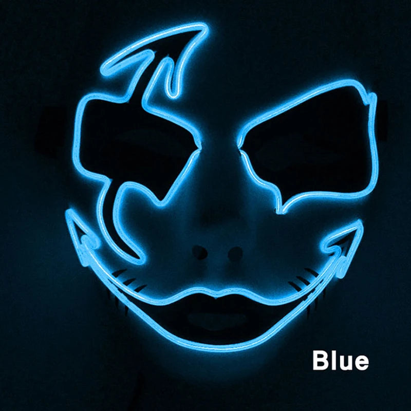Neon Light LED Mask LED Halloween Scary Mask Cosplay Party Masque Masquerade